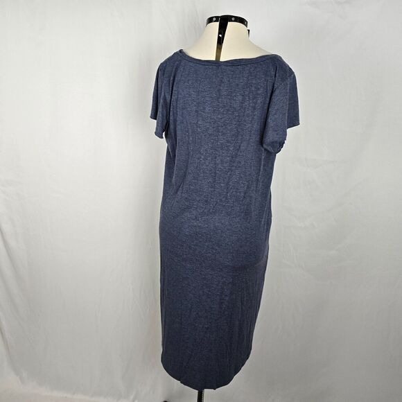 Bloomchic Dress Women's 1X Blue Round Neck Short Sleeve Pleated Ruffles Midi NWT - Picture 13 of 13